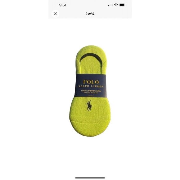Polo Ralph Lauren Neon Solid Sneaker Liners Socks 3 Pack Men Shoe Size 6-12.5 - Picture 1 of 4